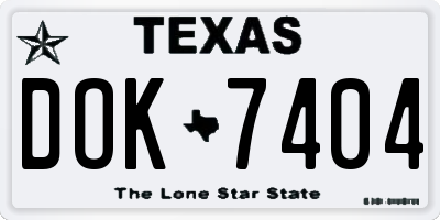 TX license plate DOK7404