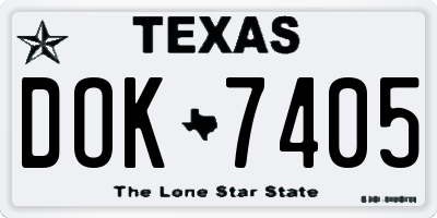 TX license plate DOK7405