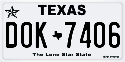 TX license plate DOK7406