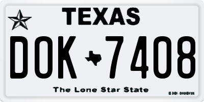 TX license plate DOK7408