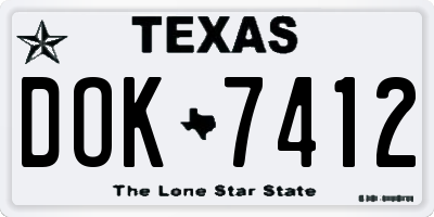 TX license plate DOK7412