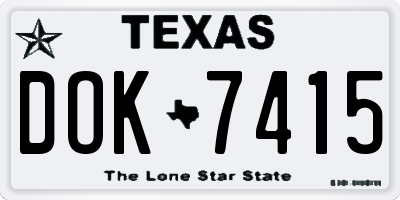 TX license plate DOK7415
