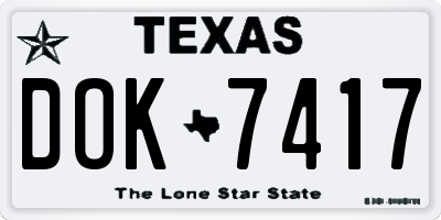 TX license plate DOK7417