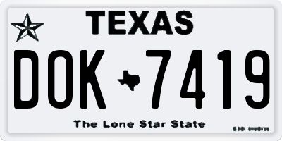 TX license plate DOK7419