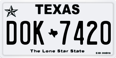 TX license plate DOK7420