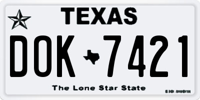 TX license plate DOK7421