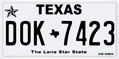 TX license plate DOK7423