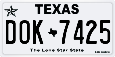 TX license plate DOK7425