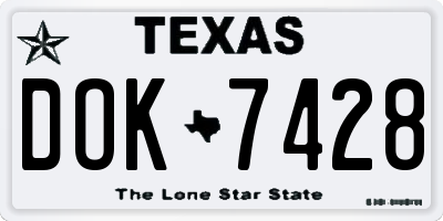 TX license plate DOK7428