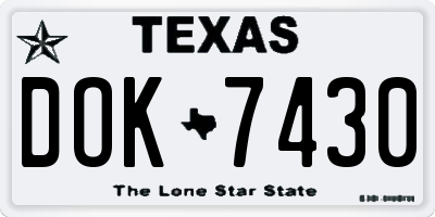 TX license plate DOK7430