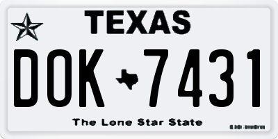 TX license plate DOK7431
