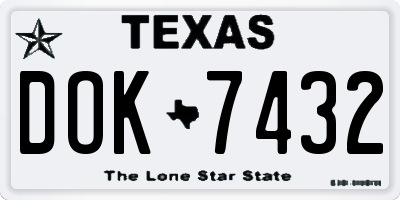 TX license plate DOK7432