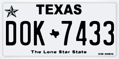 TX license plate DOK7433
