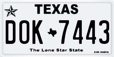 TX license plate DOK7443