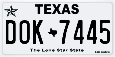 TX license plate DOK7445
