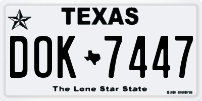 TX license plate DOK7447
