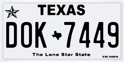 TX license plate DOK7449
