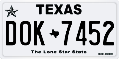 TX license plate DOK7452