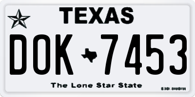 TX license plate DOK7453