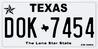TX license plate DOK7454