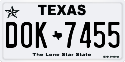 TX license plate DOK7455
