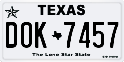 TX license plate DOK7457