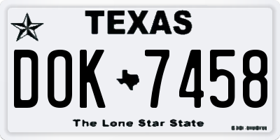 TX license plate DOK7458