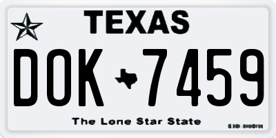 TX license plate DOK7459