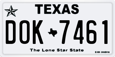 TX license plate DOK7461