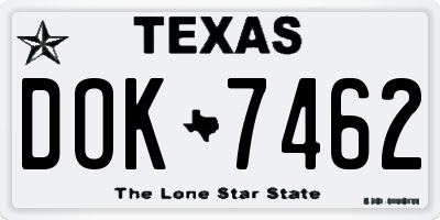 TX license plate DOK7462
