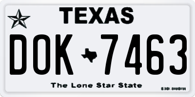 TX license plate DOK7463