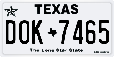 TX license plate DOK7465