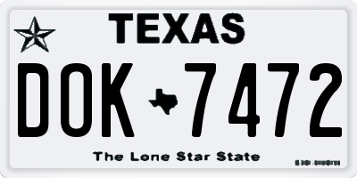 TX license plate DOK7472