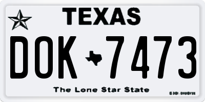 TX license plate DOK7473