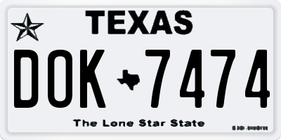TX license plate DOK7474