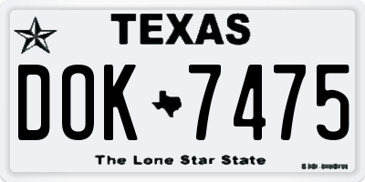 TX license plate DOK7475