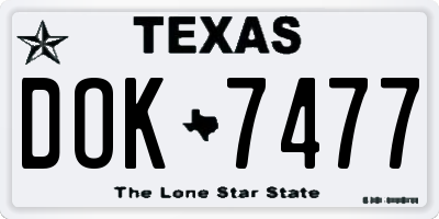 TX license plate DOK7477