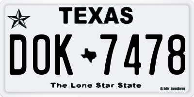 TX license plate DOK7478