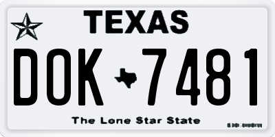 TX license plate DOK7481