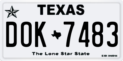 TX license plate DOK7483