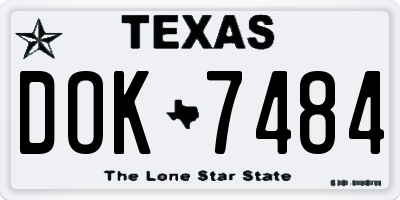 TX license plate DOK7484