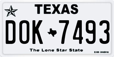 TX license plate DOK7493