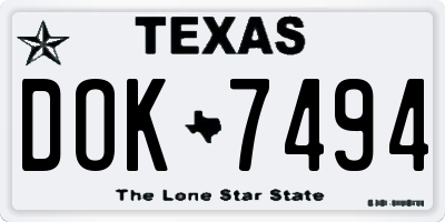 TX license plate DOK7494