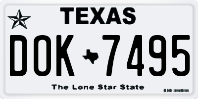 TX license plate DOK7495