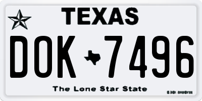 TX license plate DOK7496