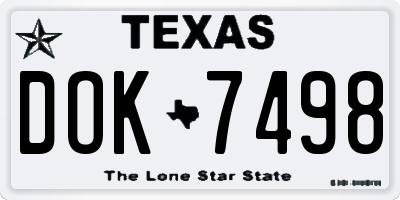 TX license plate DOK7498