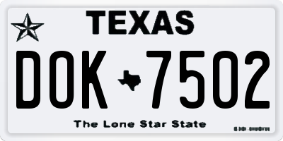TX license plate DOK7502