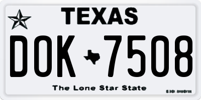 TX license plate DOK7508