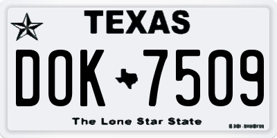 TX license plate DOK7509