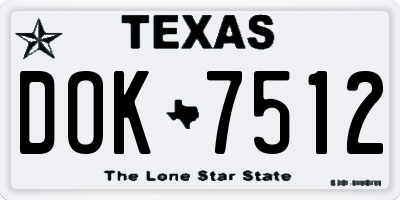 TX license plate DOK7512